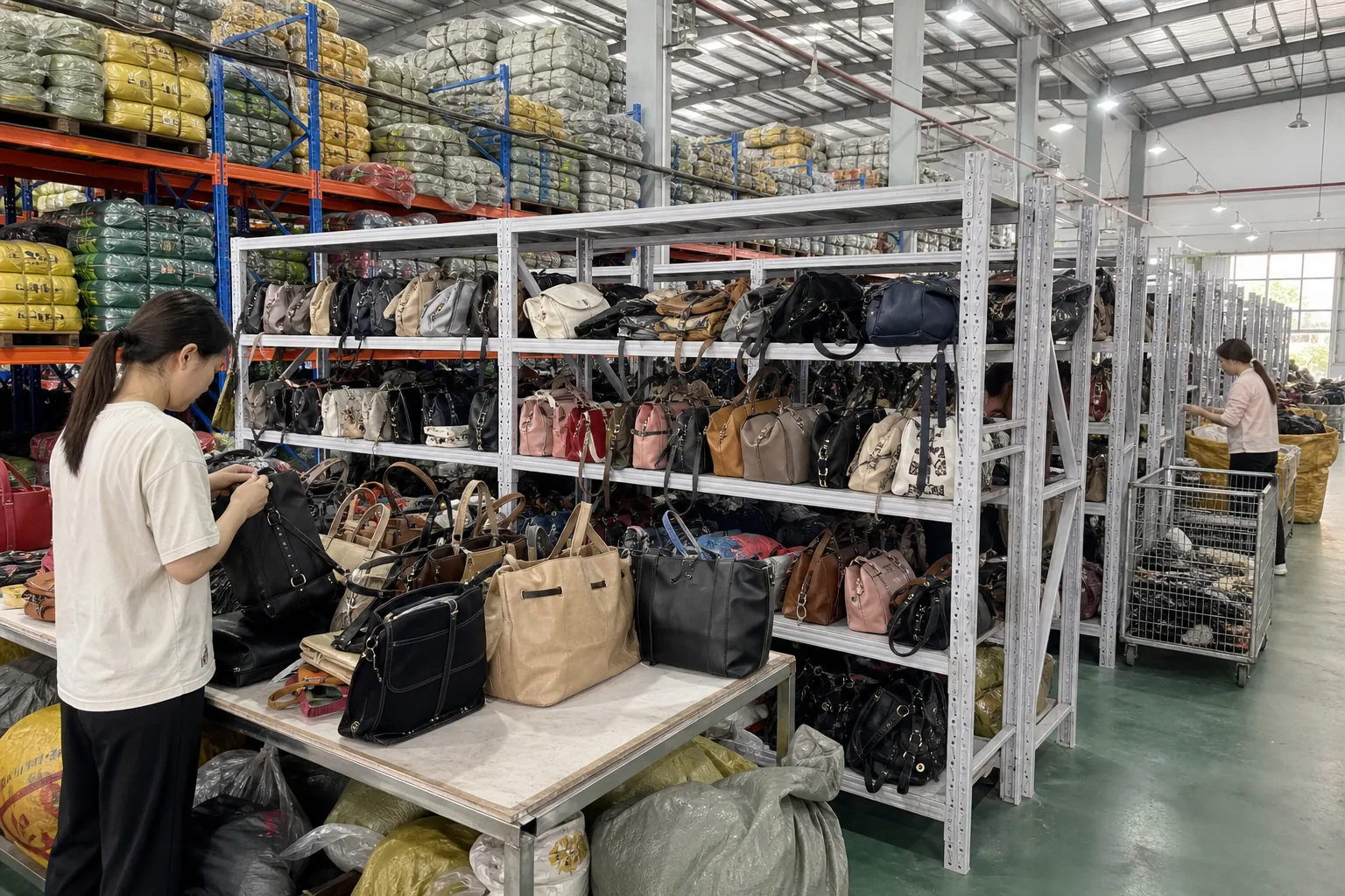 Used clothes shoes bags and mixed rags bulk display
